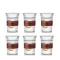 Japanese Style Ribbed Glass Tumbler With Wooden Sleeve Glass Vertical Stripe Coffee Glass Cup for Home Office Party