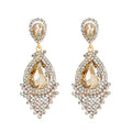 SC Vintage Luxury Full Diamond Wedding Party Earrings Exaggerated Big Waterdrop Tassel Rhinestone Statement Earrings Women