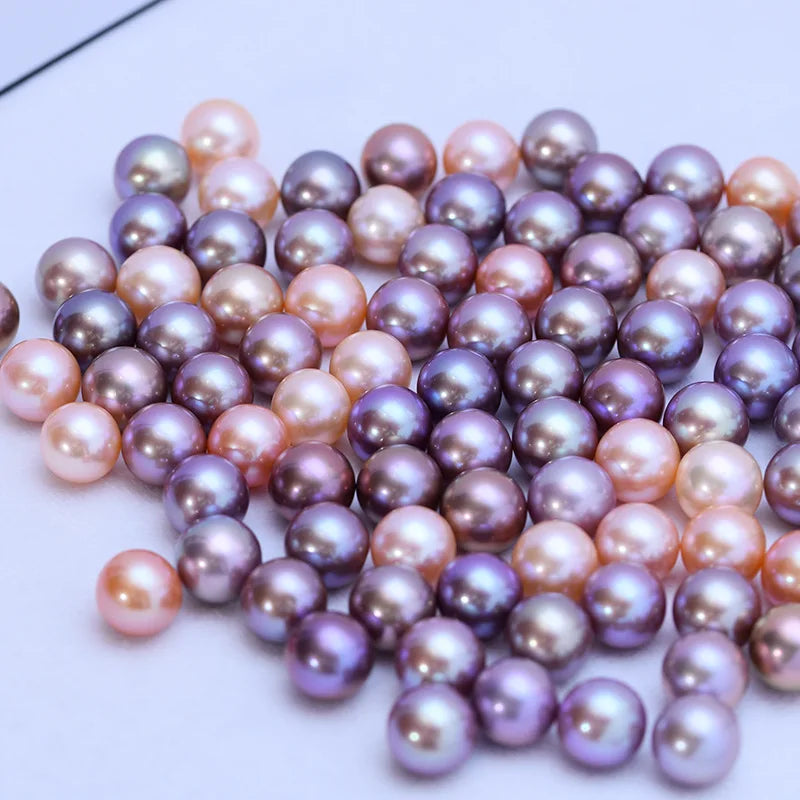 Wholesale 9-10Mm Zhuji Fresh Water Pearl Round Natural Pearl Beads Pink and Purple Single Pearl Beads