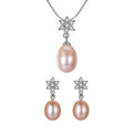 Daidan Elegant Necklace Zircon Flower Pink Pearl Silver Pearl Womens 925 Silver Necklace