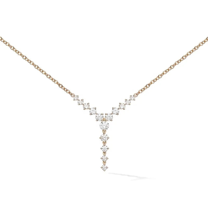 LOZRUNVE 925 Sterling Silver 18k Gold Party Wedding Elegant Diamond CZ Drop Ladies Necklace