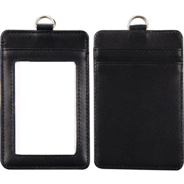 Factory Genuine Leather Office Work Name Badge Holder Lanyard ID Card Holder 2023