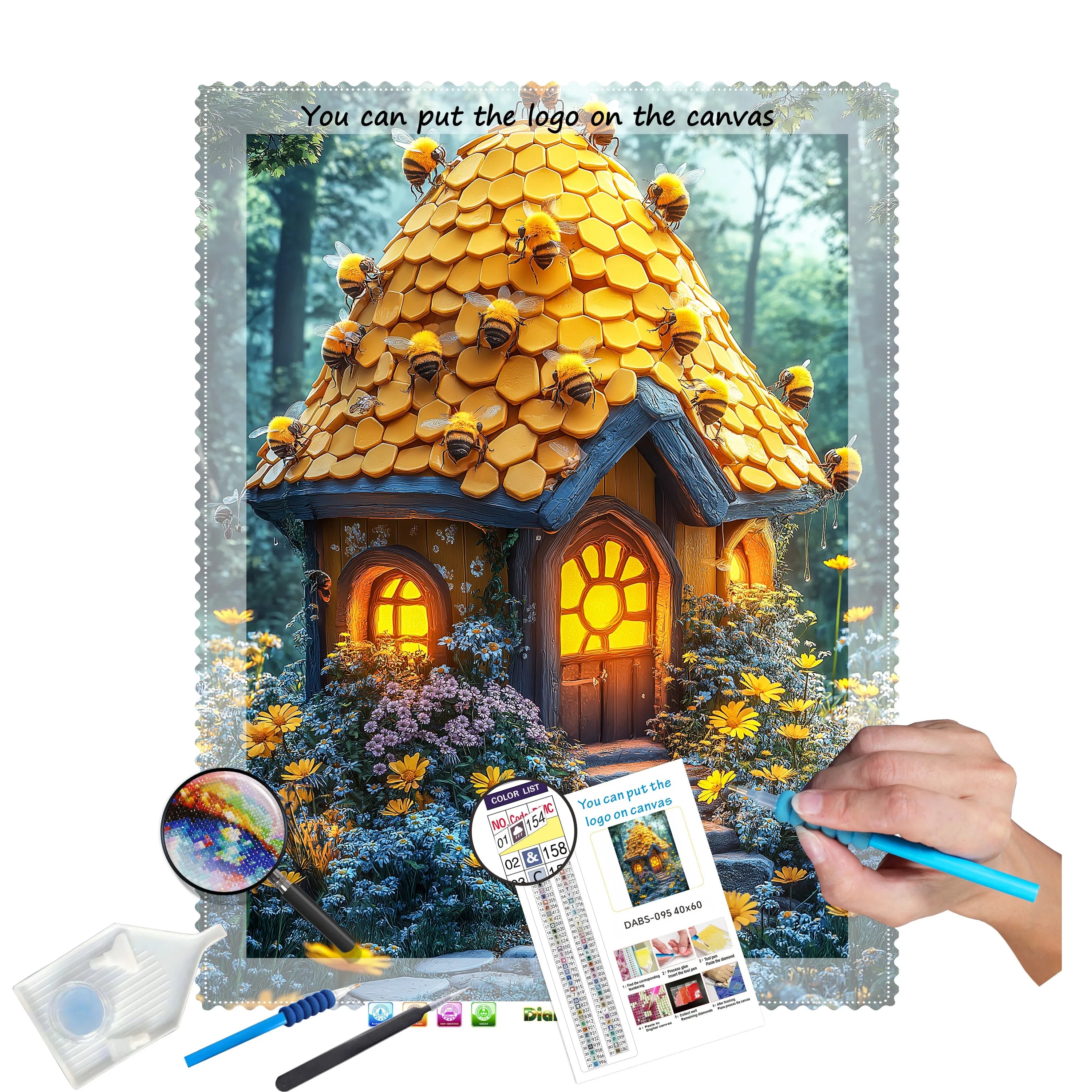 N-2205 Custom 30x40cm Diamond Art Painting Set Round/Square Drills for Honey House Animal Subject Diamond Painting Photo