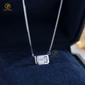 Ready to Ship 925 Sterling Silver Beautiful Female Jewelry 4*6mm Emerald Cut Moissanite Pendant Necklaces for Women