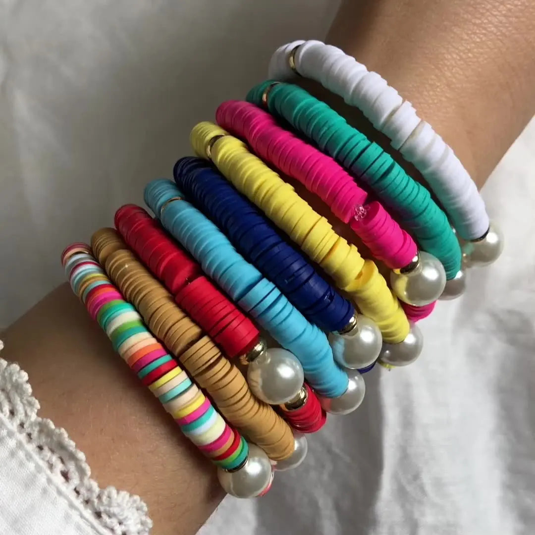2025 Crystal Wholesale Clay Bead Charmed Bracelets Women Freshwater Clay Beads Bracelets