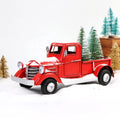 Xmas Metal Crafts Kid Toy Navidad Vintage Christmas Red Metal Truck With Christmas Tree Decoration