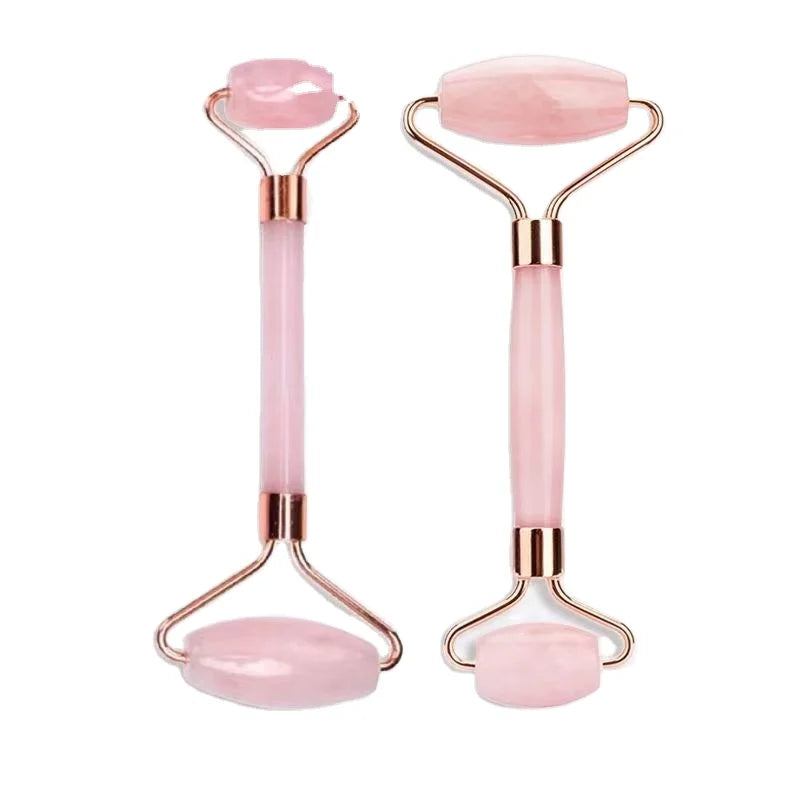 Facial Massager Tool Rollers Set Heart-shaped Pink Crystal Scraping Board Jade Facial Massage Roller Gua Sha