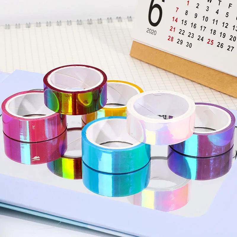 1.5cm*5m Laser Glitter Washi Tape Decorative Adhesive Masking Scrapbooking Girl Album Stationery Tape Stickers Photo Diary
