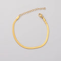 Women Adjustable Gold Plated 3mm 4mm Stainless Steel Herringbone Flat Snake Chain Bracelet for Girls