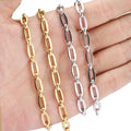 6.5mm Wide Titanium Stainless Steel 18K Gold PVD Plated Rectangle Flat Chains Wholesale for Jewelry Making