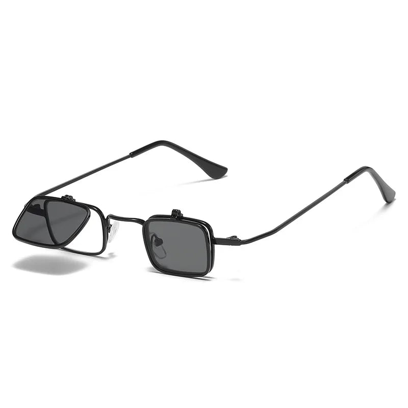 Vintage Punk Small Square Glasses Women for Men Sun Glasses Double Layer Flip Eyewear Luxury Designer Decorative Glasses UV400