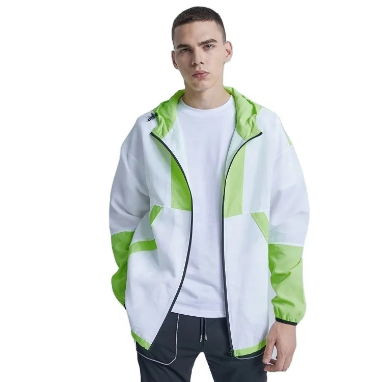 Streetwear Manufacturer Item Trendy Splicing Windproof Casual Zipper Jacket for Men