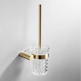 Modern Stainless Steel Toilet Brush Holder Set with Glass Cup Wall-Mounted Bathroom Accessories