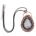 Hot Sale Unisex Vintage Copper Droplet Labradorite Stone Pendant Necklace Agate Stone Plated Bohemian Religious Perfect Gift