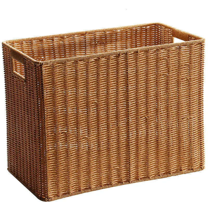 Environmentally Friendly Plastic Rattan Woven Wicker Kitchen Storage Baskets-Single Multifunctional for Clothes Groceries