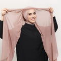 Solid Color Pearl Chiffon Long Hijab Tube Hat Magnetic Clasp Set Elastic Convenient All in One Scarf Hijab for Women