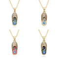 Cool Summer Hot Sale Copper Micro Inlay Jewelry Oil Dripping Devil Eye Slipper Pendant Necklace