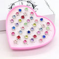Plastic Cute Cartoon Gift Rings for Girls Children Jewelry Crystal Zircon Ring for Kids Gift