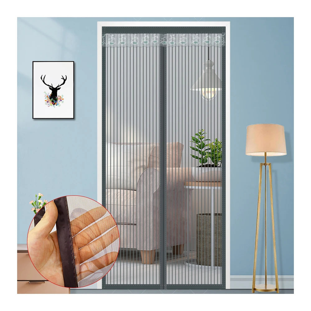 Hot Sale Modern Automatic Closing Magnetic Door Screen Anti-Mosquito Mesh Built-In Full Light Shading Black Door Curtain