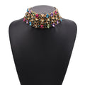 Luxury Shiny Gem Jewelry Necklace Clavicle Chain Alloy Multilayer Water Drop Rhinestone Necklace for Women Female