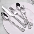 Modern 304 Stainless Steel Hammered Western Tableware Set Disposable Hand Forged Spoon Soup Steak Knife Cake Fork for Parties