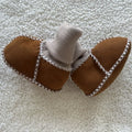 Sample Support Real Sheepskin Leather With Fur Winter Warm Baby Shoes for Whole Sale