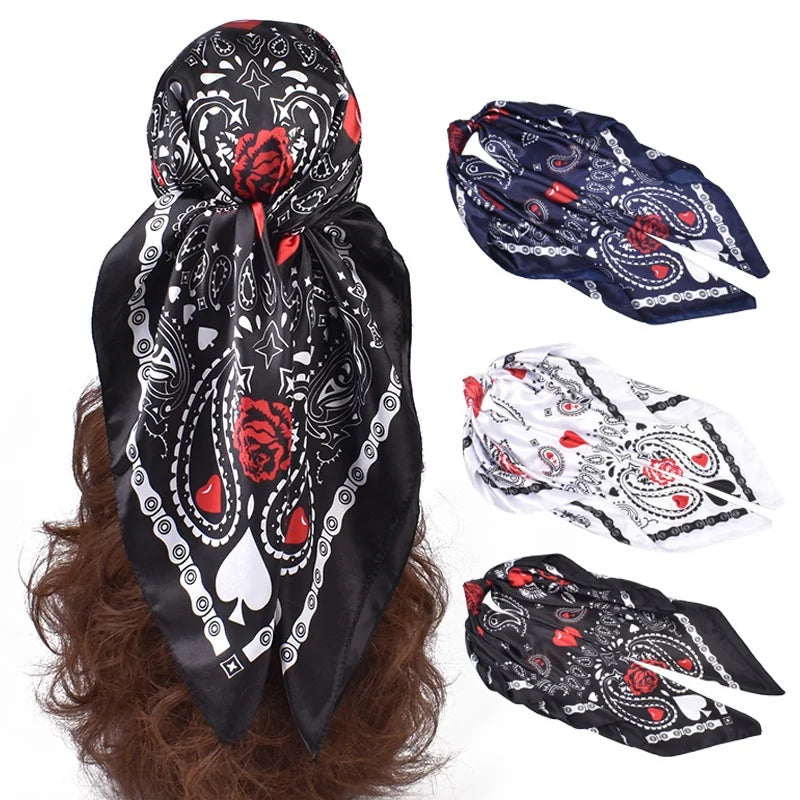 Wholesale Lightweight Satin Neck Wrap for Women Custom Square Head Scarf Fashionable Silk Bandanas for Outdoor for Valentine's