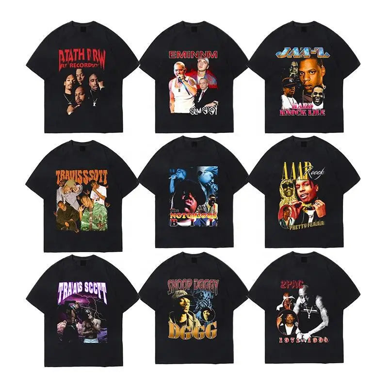 Streetwear Oversized Tshirt 100% Heavyweight Cotton T-Shirt Hip Hop Custom Graphic Print T Shirts for Men