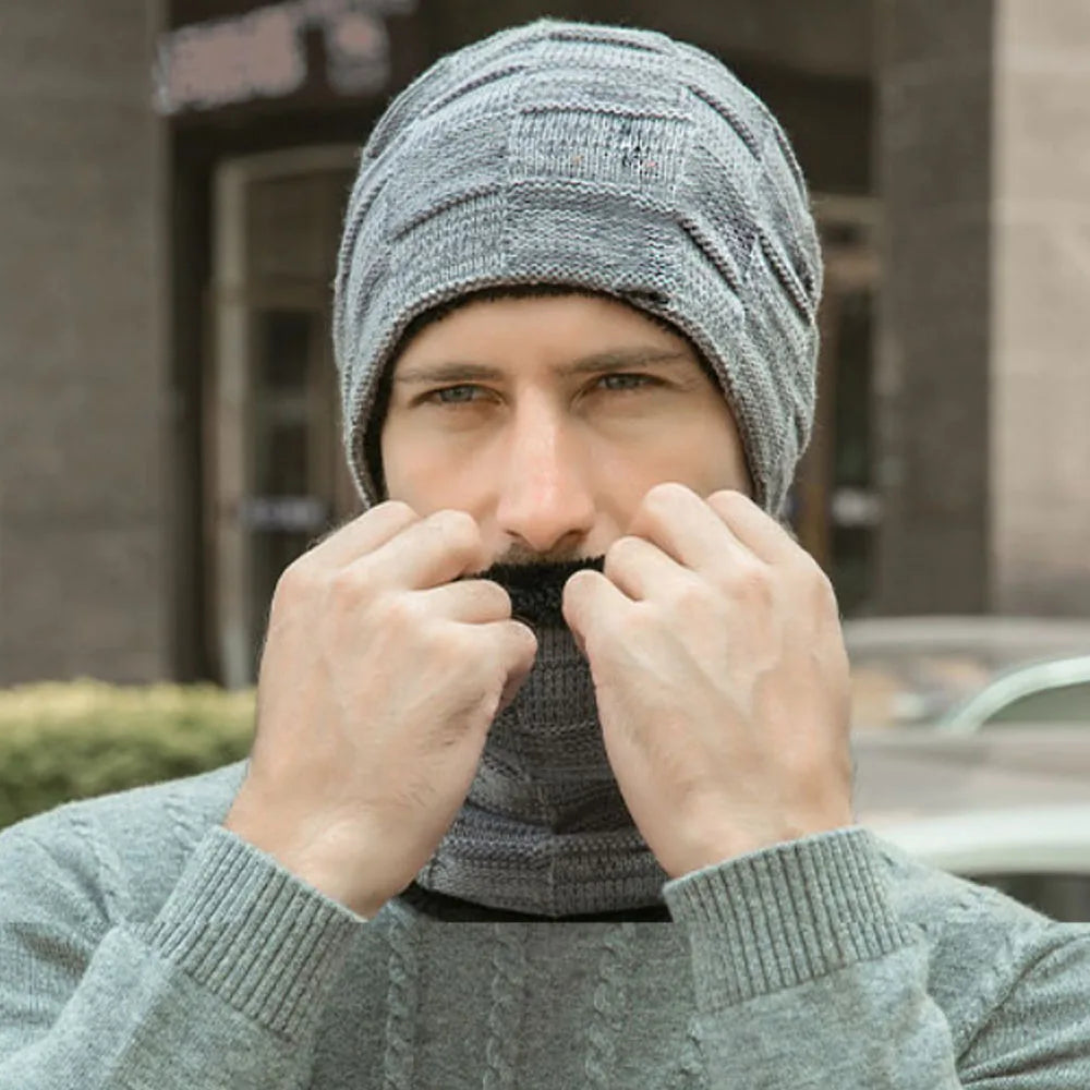 Fashionable Classic Men Bennie Human Made Acrylic Fur Inside Warm Winter Hat Binnie and Scarf