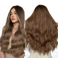 Wigs Factory Price  Long Wavy Wigs No Bangs Light Brown Middle Part Hair Daily for Women loose wave wig