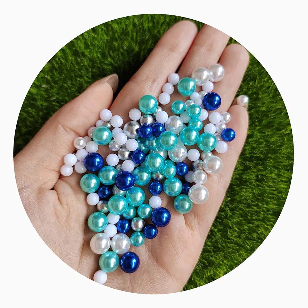 New Acrylic Pearl Beads Artificial Round Ball Bead No Hole Mixed Sizes Loose Spacer Beads Fit DIY Jewelry Necklace Finding