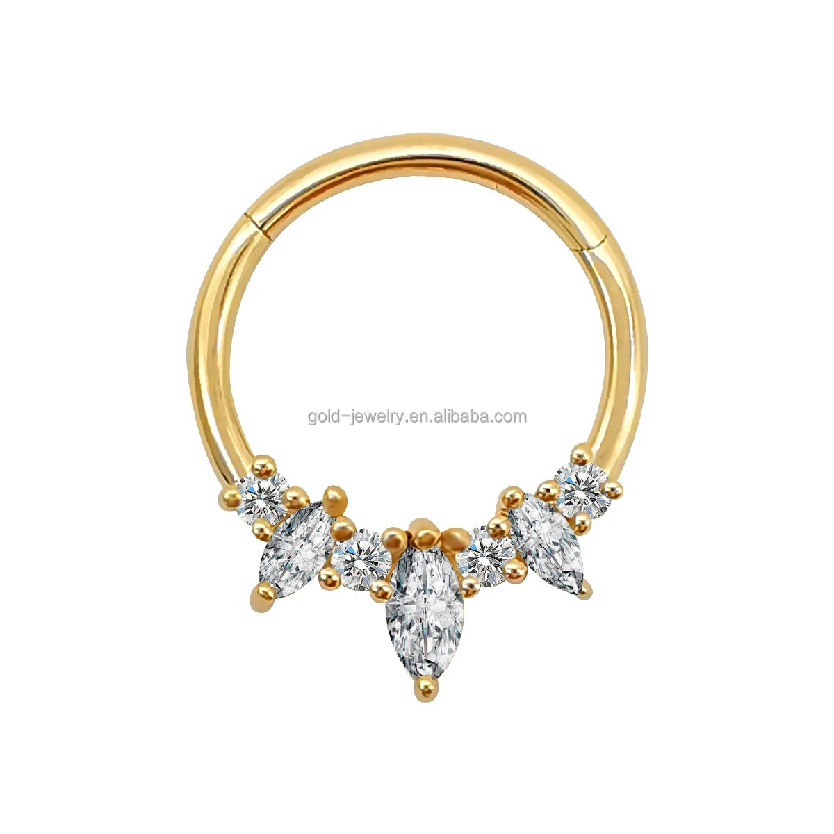 Fine Jewelry 14K Pure Yellow Gold Jewelry Zircon Hoop Nose Ring Piercing Jewelry Wholesale for Women Men