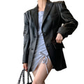 Women New Hip Length Black Color Genuine Sheep Leather Jackets Leather Blazer