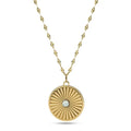 Milskye Custom 925 Sterling Silver Lip Chain Circle Sun Moon Opal Pendant Necklace