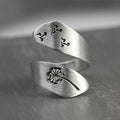 Western Style Handmade Hammered Brush Stacking Silver Cactus Crescents Moon Sun Bee Adjustable Rings
