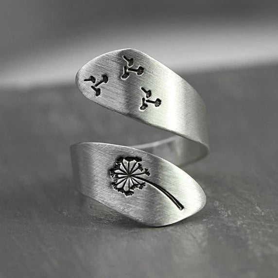 Western Style Handmade Hammered Brush Stacking Silver Cactus Crescents Moon Sun Bee Adjustable Rings