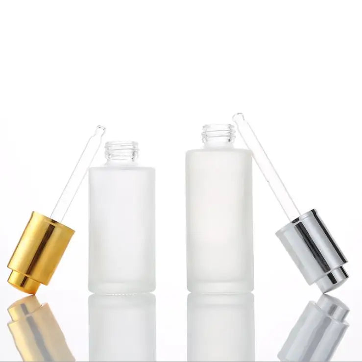 20ml 30ml 40ml 50ml 60ml 80ml Push Button Flat Shoulder Essential Oil Bottle Customize Frosted Cosmetic Glass Dropper Bottle