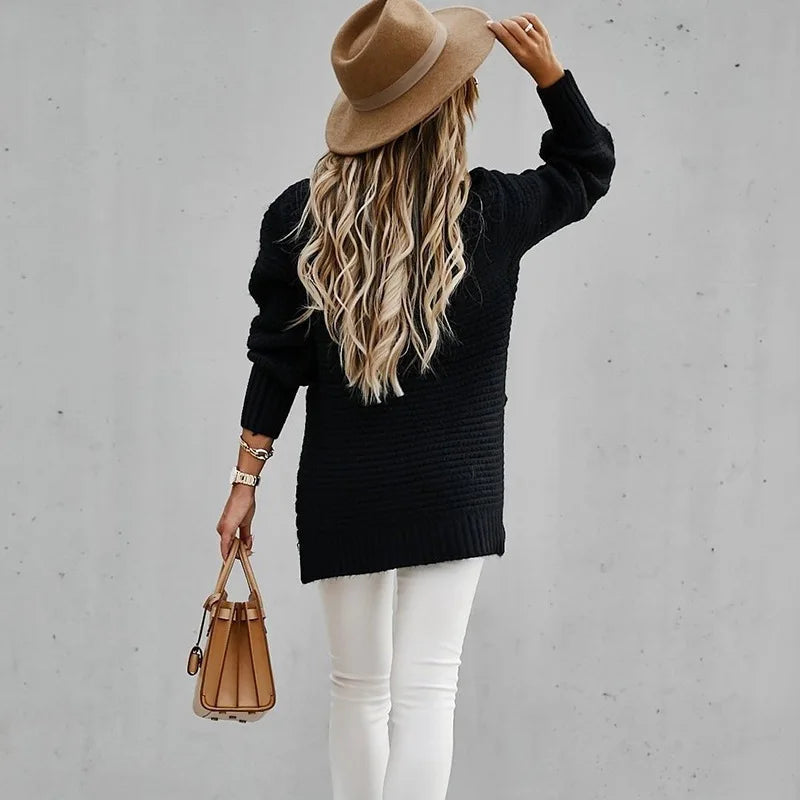 2024 Winter Women Pullover Top Half Turtleneck Solid Color Long Sleeve Women Knit Sweater for Street Wear Turtleneck Sweatshirt