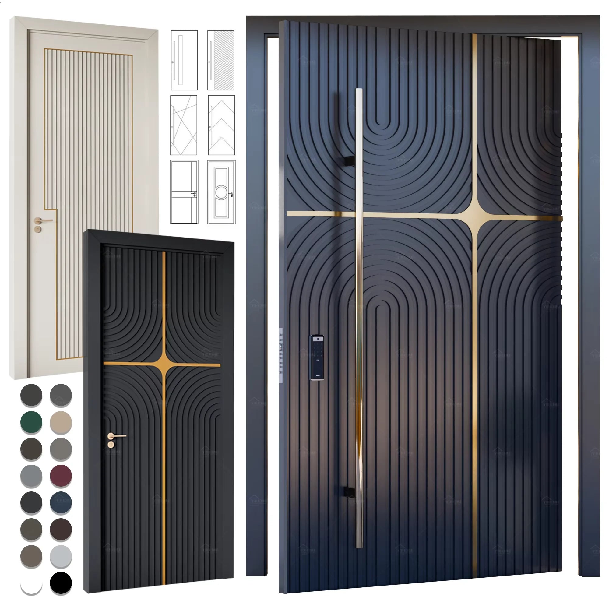 USA Modern Pivot Entry Doors for Houses Luxury Villa Entrance Security Doors for House Exterior Bullet Proof Home Security Door