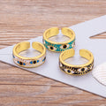 QIKU Trendy Handmade Enamel Multi-Colors Ring Women Droplet Oil 9 Colors Eye Opening Adjustable Jewelry Accessories Gift