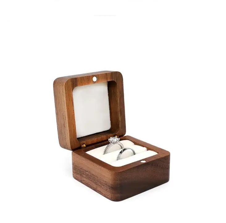 Custom Wooden Jewelry Box Small Portable Travel Earrings Mini Jewelry Ring Boxes Storage Case for Marriage Proposal