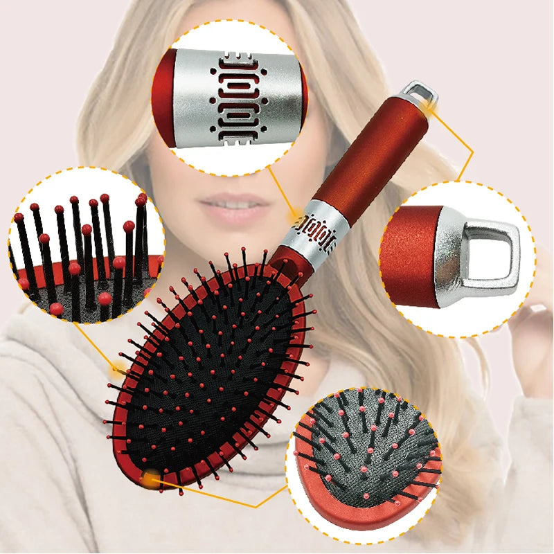 Red Round Cushion Curly Hair Brush for Salon Hairdressing Tools Women Hair Scalp Massage Comb Nylon Pin Hairbrush