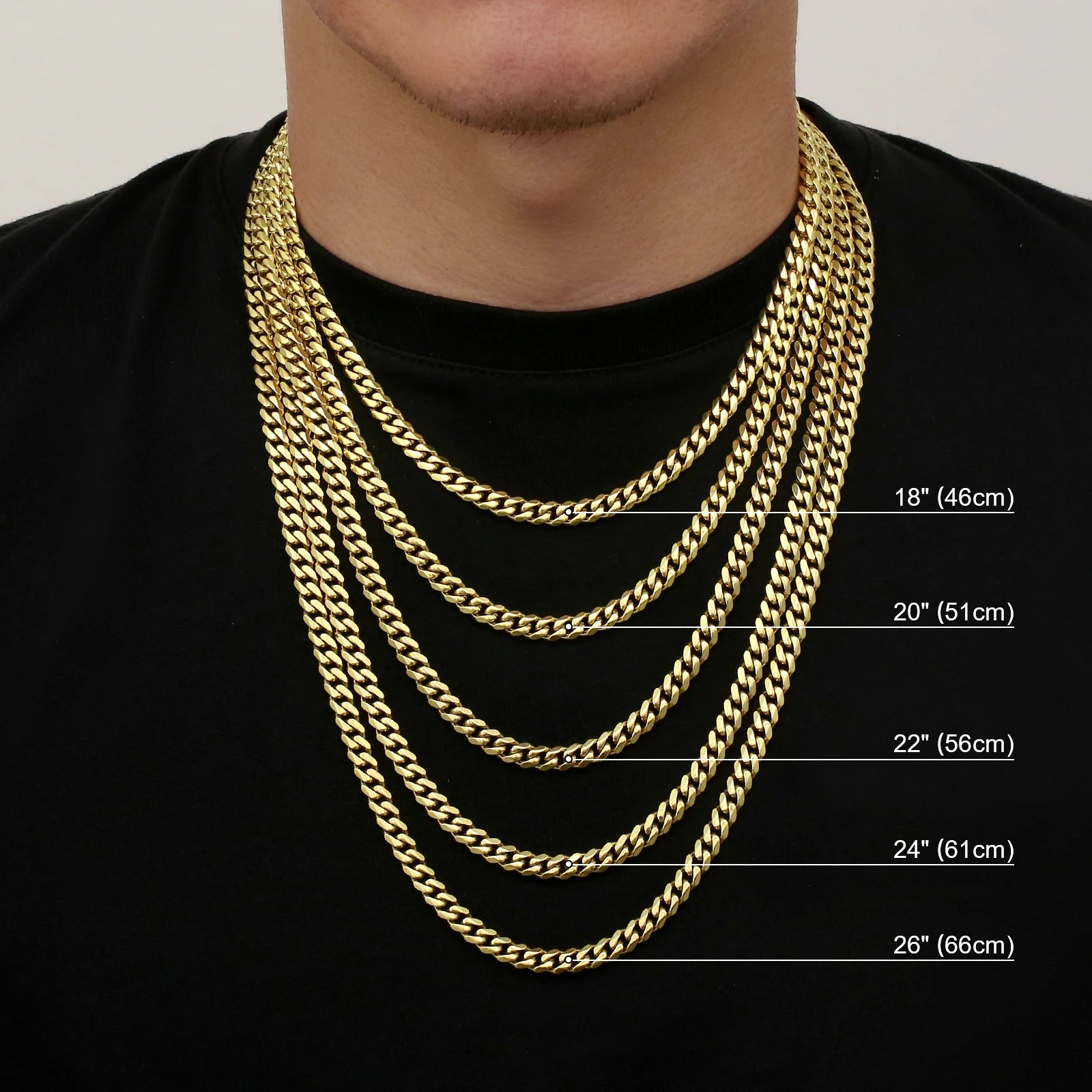 USA 8mm 5mm 3mm Miami Necklace Hip Hop Jewelry Gifts Men Women 14K Gold PVD Plated 316L Stainless Steel Curb Cuban Link Chain