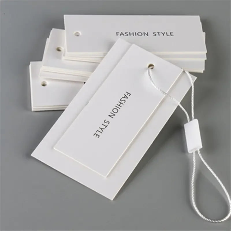Custom Fashion Design logo Brand Name Garment Luxury Paper Metal Hanging Embossed Clothing hang Tags for Clothes Label