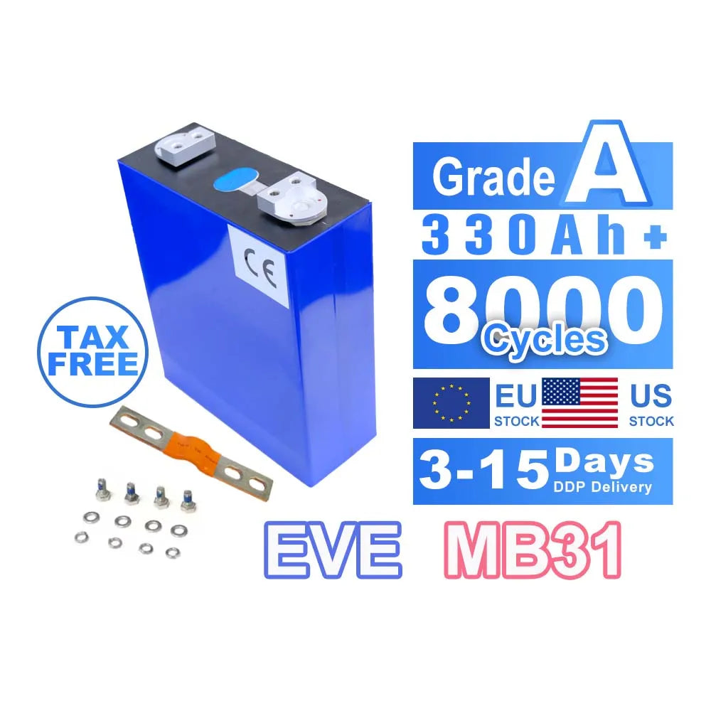 EU Stock EVE MB31 314Ah 280K V3 New Double Hole Stud Zellen Prismatic Lifepo4 Akku Batterie 3.2v 280Ah 314Ah Battery Cells