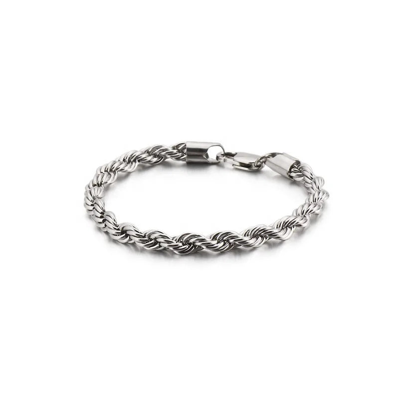 Men's 6mm Twisted Chain Bracelet New Nightclub Hip Hop Style Gold Plated Braided Rope Fashion Charm for Men