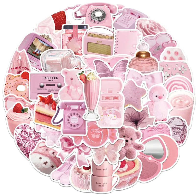 2022 New Waterproof Vinyl Aesthetic Pink Stickers UV Kawaii Sticker Pack for Kids Teens-Hydroflask Laptop Skateboard for Teens