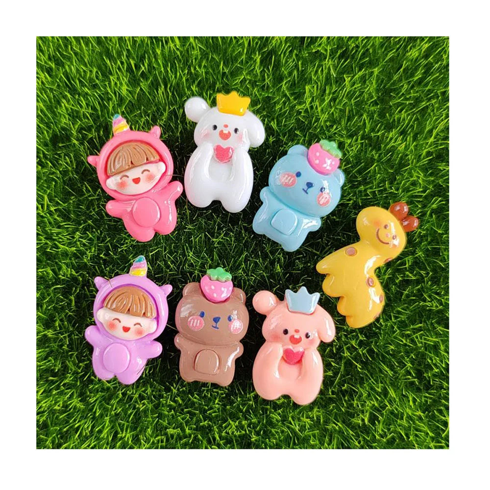 100Pcs/Lot 3D Cartoon Resin Charms Cute Bear Rabbit Giraffe Flatback Cabochons for DIY Jewelry Necklace Bracelet Making Supplies