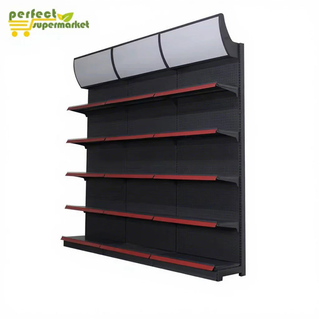 Heavy Duty Single Sided Metal Storage Racks for Grocery Store Supermarket Shelf with Light