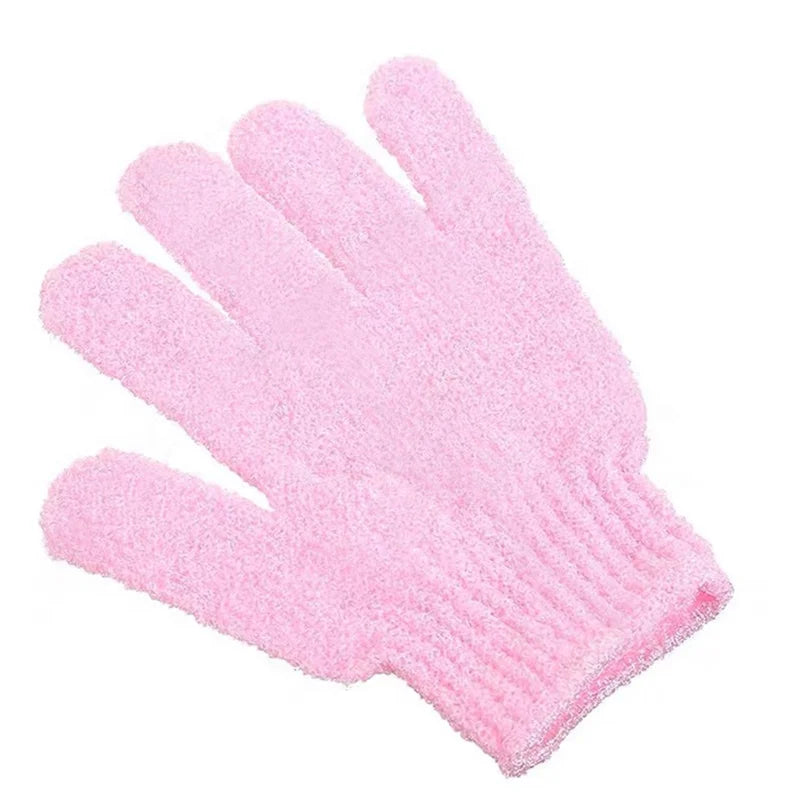 Wholesale Customized Colorful Exfoliate Glove Polyester Microfiber Skin Cleansing Shower Five Finger Exfoliating Gloves